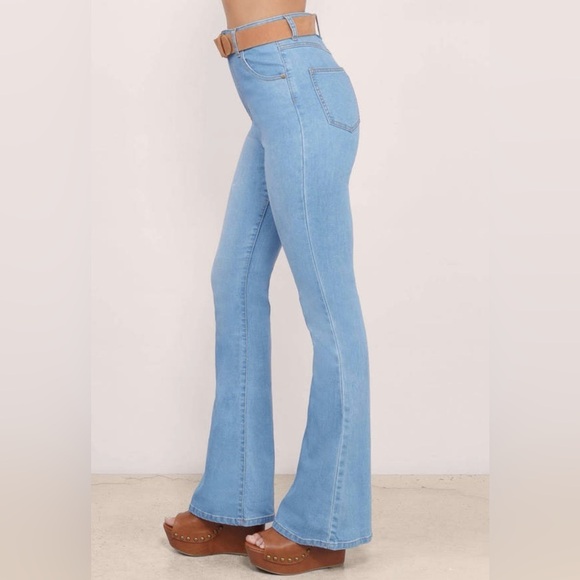 MINKPINK Revolve Dangerous Bell Bottom Jeans High Rise Flare Denim Size Small - Picture 2 of 14